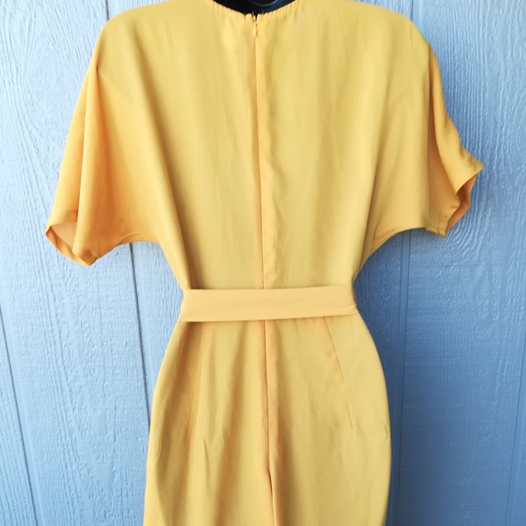 Plunge Neck Short Sleeve Sheer Wide Leg  Jumpsuit - Picture 6 of 7